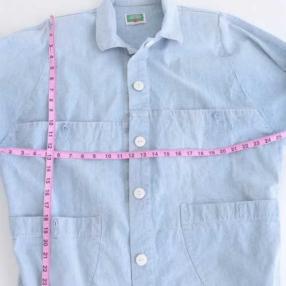 Vintage Green Village Blue Chambray Button  Down Jacket 40 - Picture 6 of 16